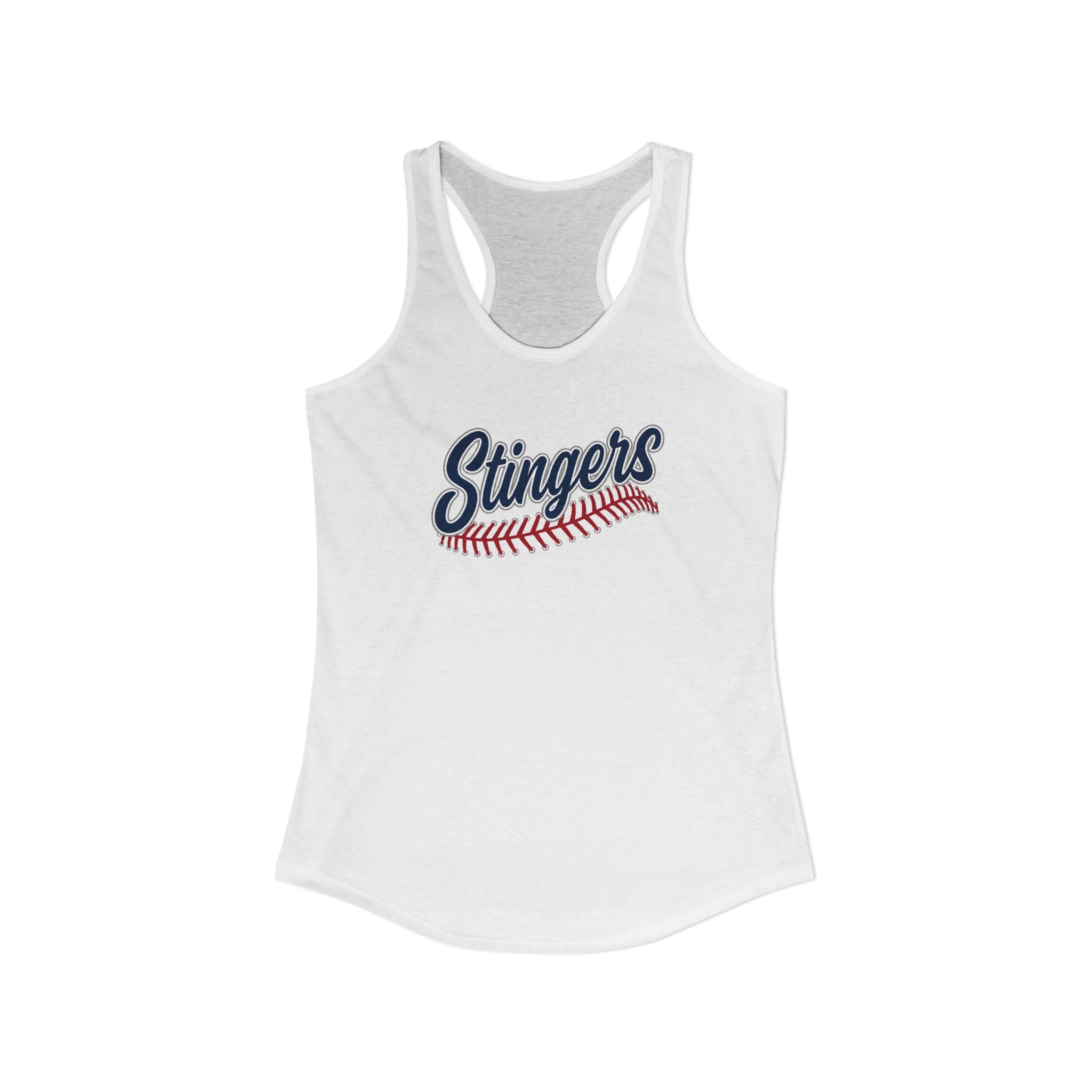 Women's Stingers Softball Stitches Graphic Next Level Racerback Tank