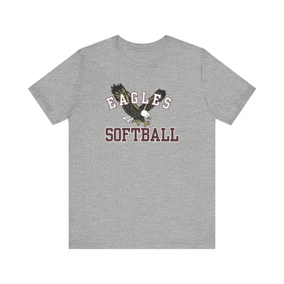Adult Unisex Flying Softball Eagle Graphic Short Sleeve Soft Tee
