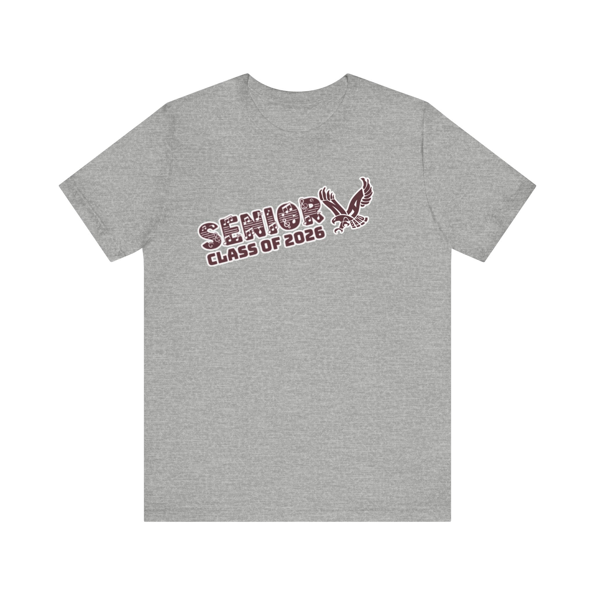 Adult Unisex Class of 2026 Band Eagle Senior Graphic Short Sleeve Soft Tee