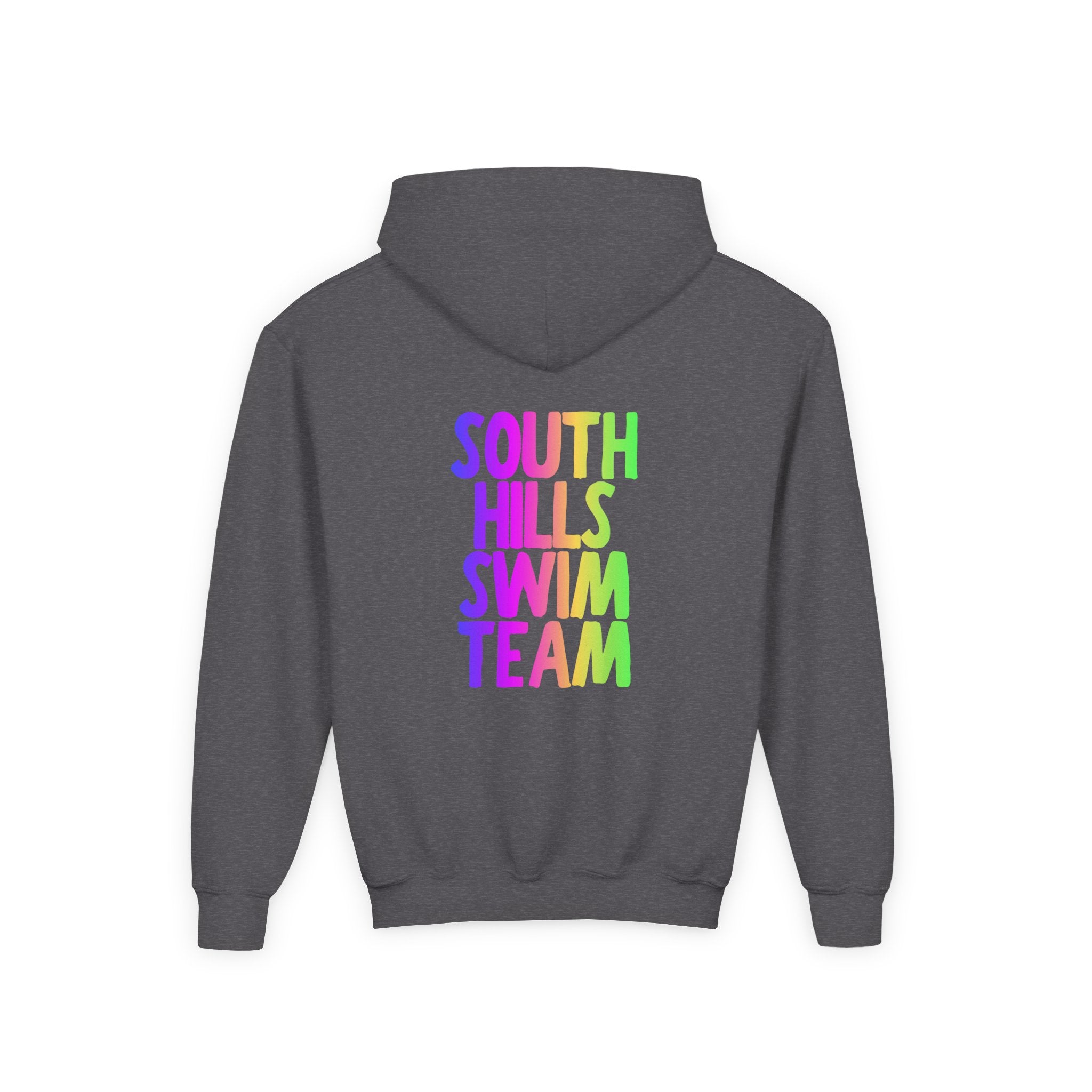 Youth South Hills Swim Team Neon Rainbow Graphic Hoodie