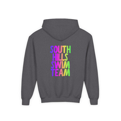 Youth South Hills Swim Team Neon Rainbow Graphic Hoodie