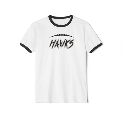 Adult Unisex Westerville Central Fighting Football Hawks Graphic Short Sleeve Ringer Tee