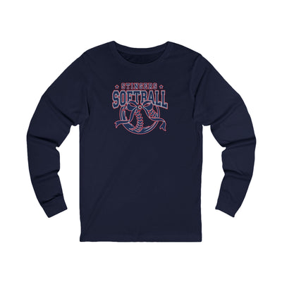 Adult Unisex Stingers Softball Spirit Bow Graphic Long Sleeve Bella + Canvas Soft Tee