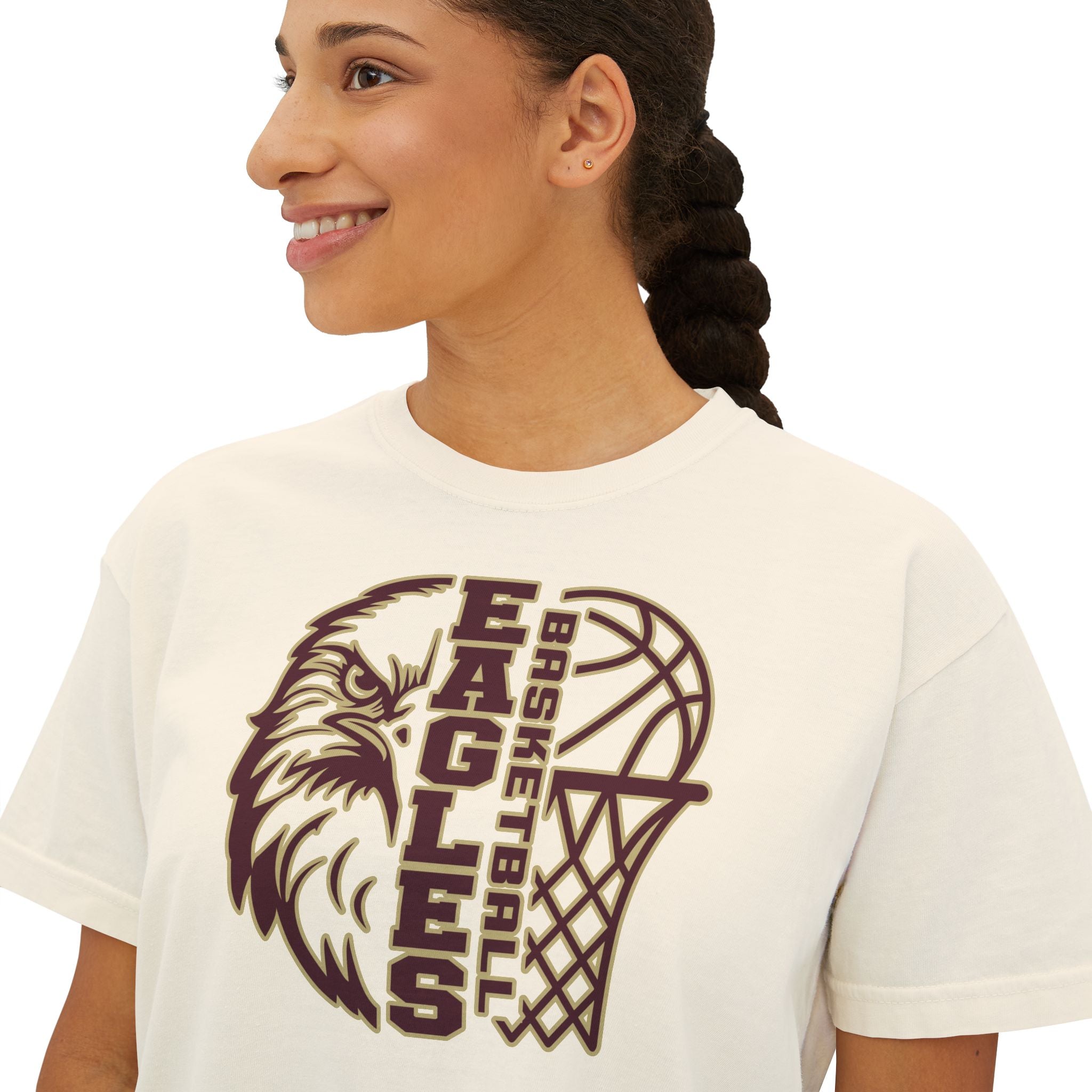 Women's Epic Eagle Basketball Boxy Crop Short Sleeve Graphic Tee