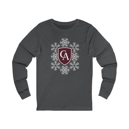 Adult Unisex Columbus Academy Spirited Snowflake Graphic Long Sleeve Soft Tee