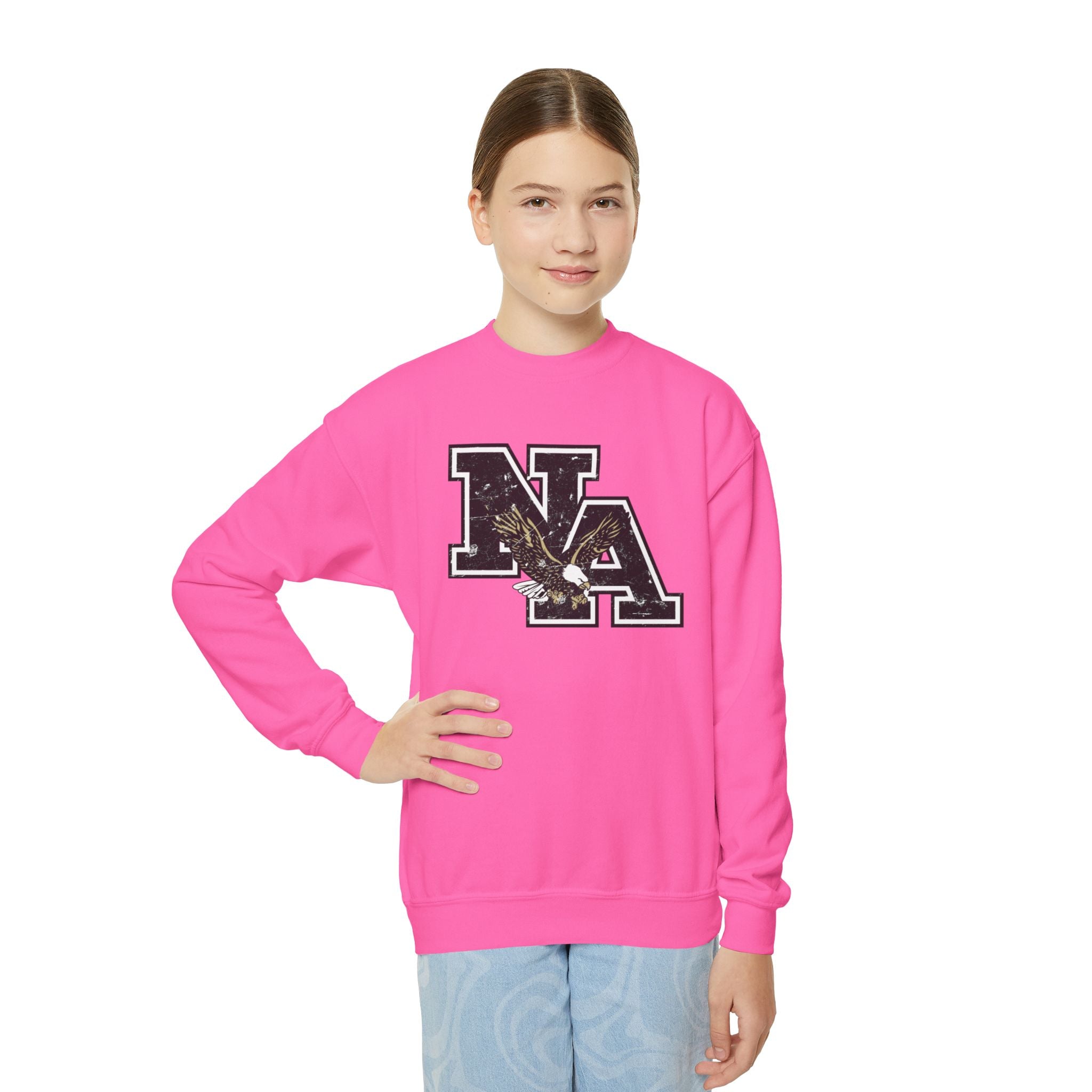 Youth Black Vintage Distressed Logo Graphic Sweatshirt