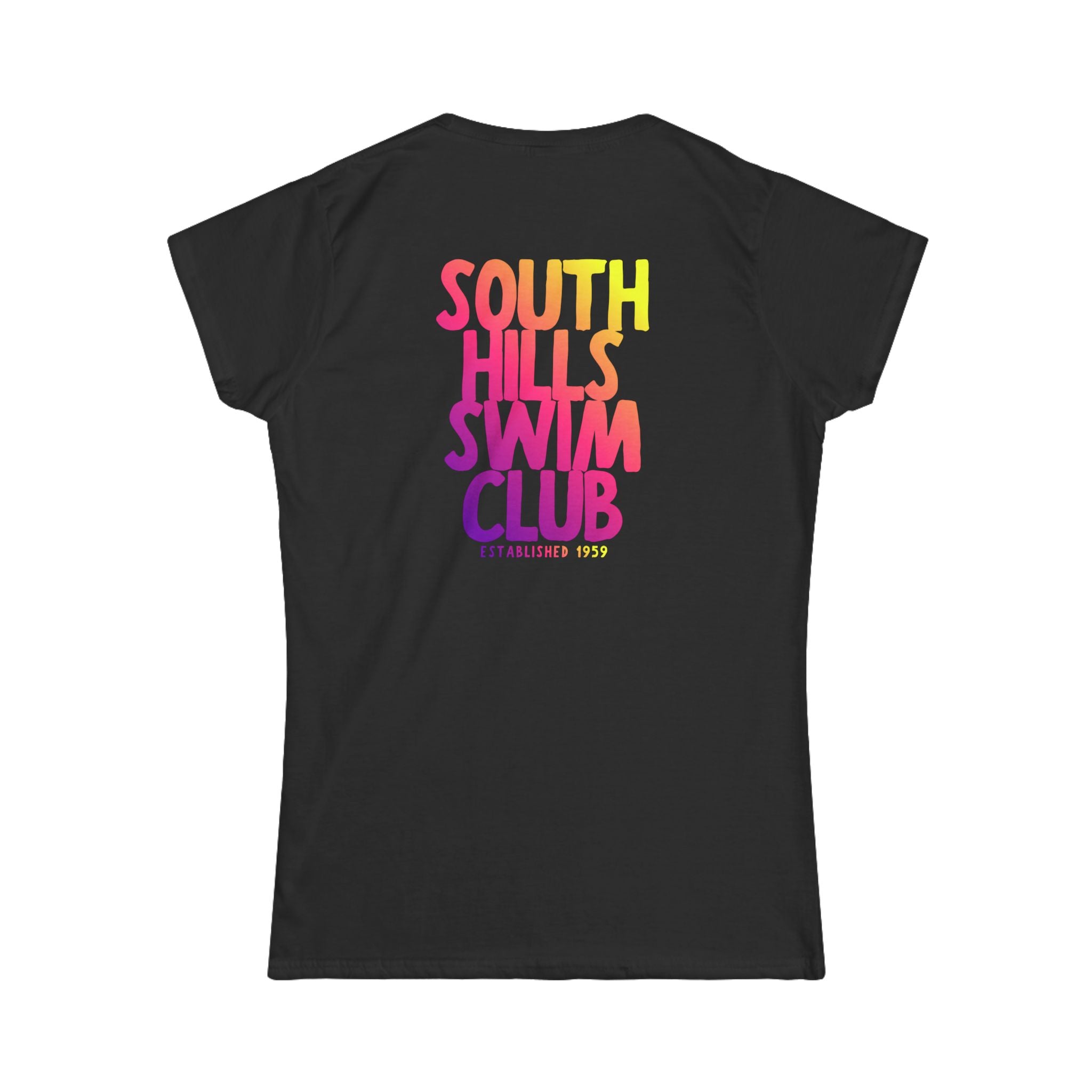 Women's South Hills Swim Club SHSC Ombre Graphic Short Sleeve Gildan Softstyle Tee