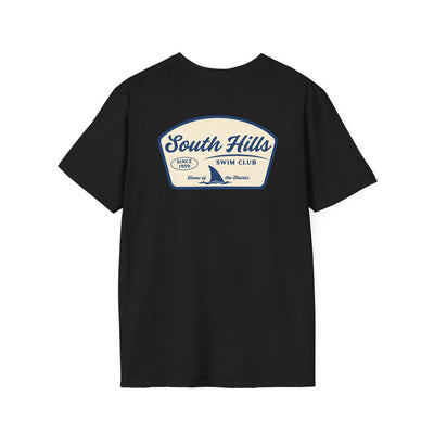 Adult Unisex South Hills Swim Club Home of the Sharks Graphic Short Sleeve Gildan Softstyle Tee
