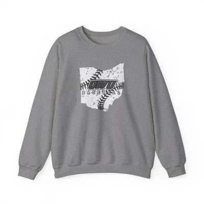 Adult Unisex OWU Baseball Stitches Distressed Ohio Graphic Sweatshirt