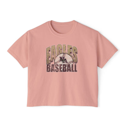 Women's New Albany Eagles Baseball Vintage Distressed Graphic Boxy Crop Short Sleeve Tee