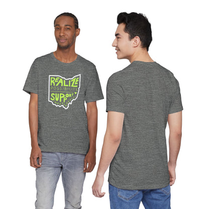 Adult Unisex Realize Possibility Support Independence Short Sleeve Soft Tee - Bridgeway Academy