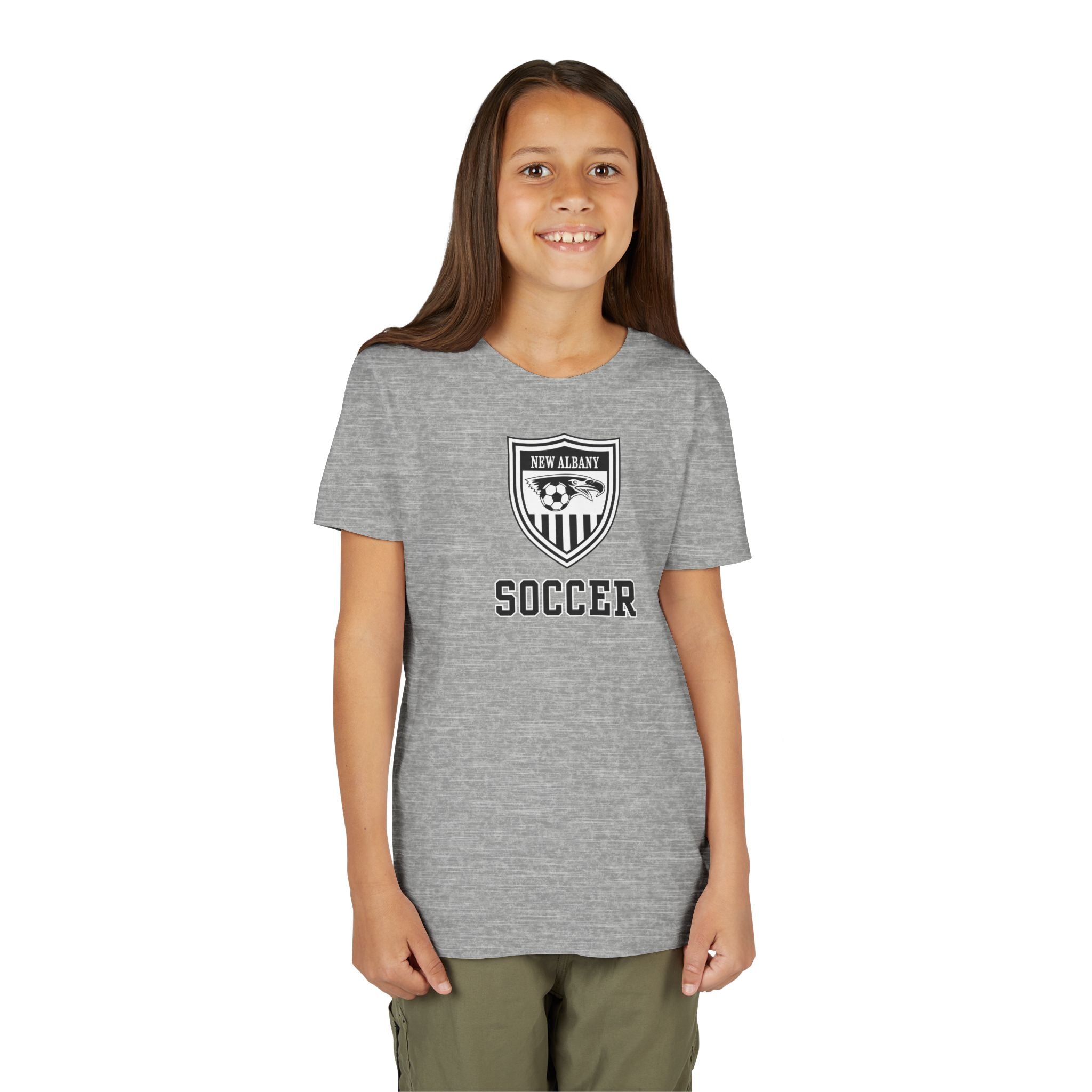 Youth New Albany Youth Soccer League Crest Graphic Short Sleeve Bella + Canvas Soft Tee