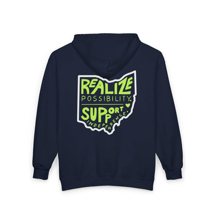 Adult Unisex Realize Possibility Support Independence Graphic Full-Zip Sweatshirt