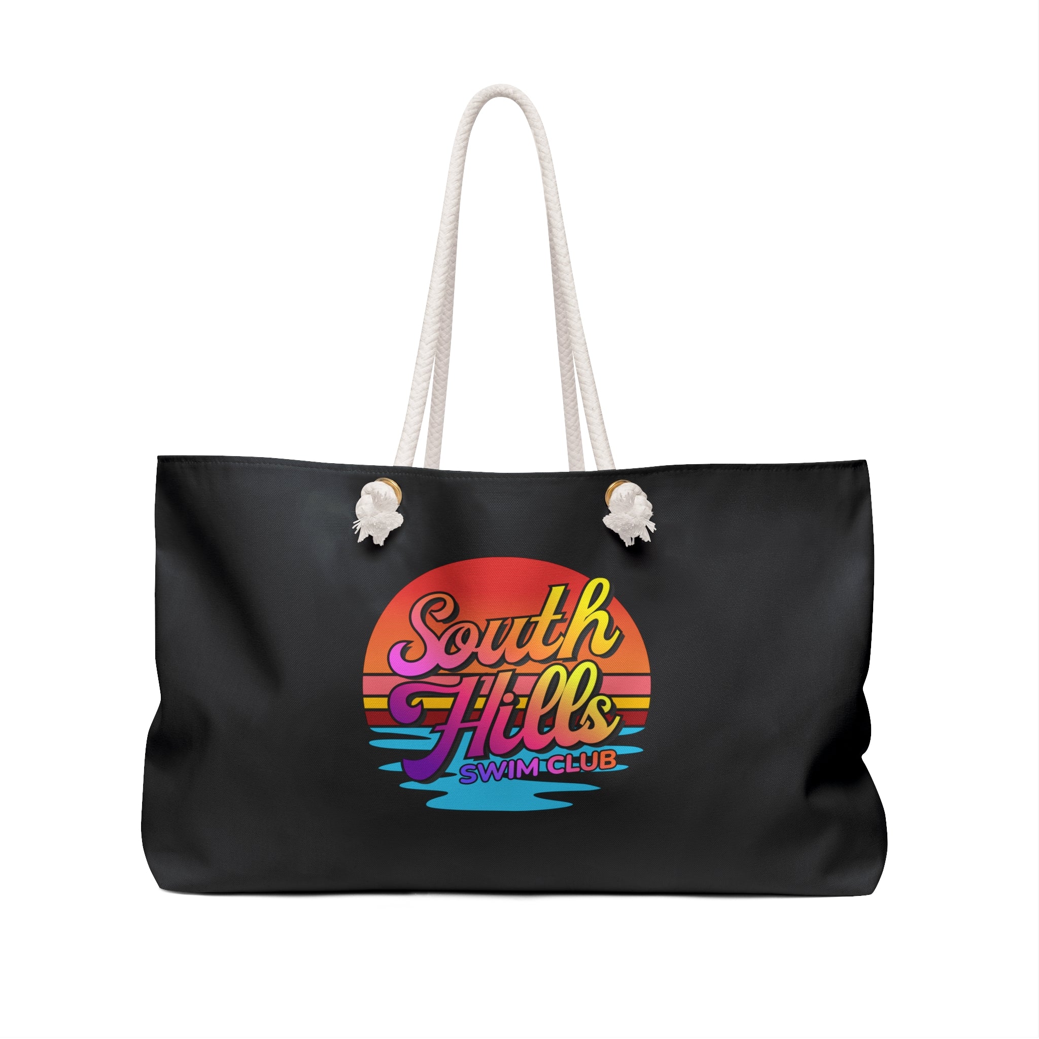 South Hills Swim Club Sunset Script Graphic Large Summer Tote