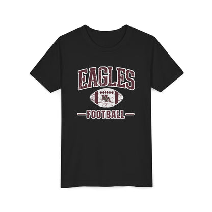 Youth Eagles Football Vintage Distressed Graphic Short Sleeve Soft Tee