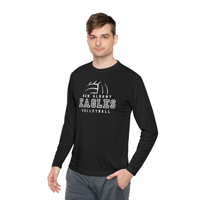 Adult Unisex New Albany Eagles Victory Volleyball Graphic Sport-Tek Competitor Performance Long Sleeve Tee