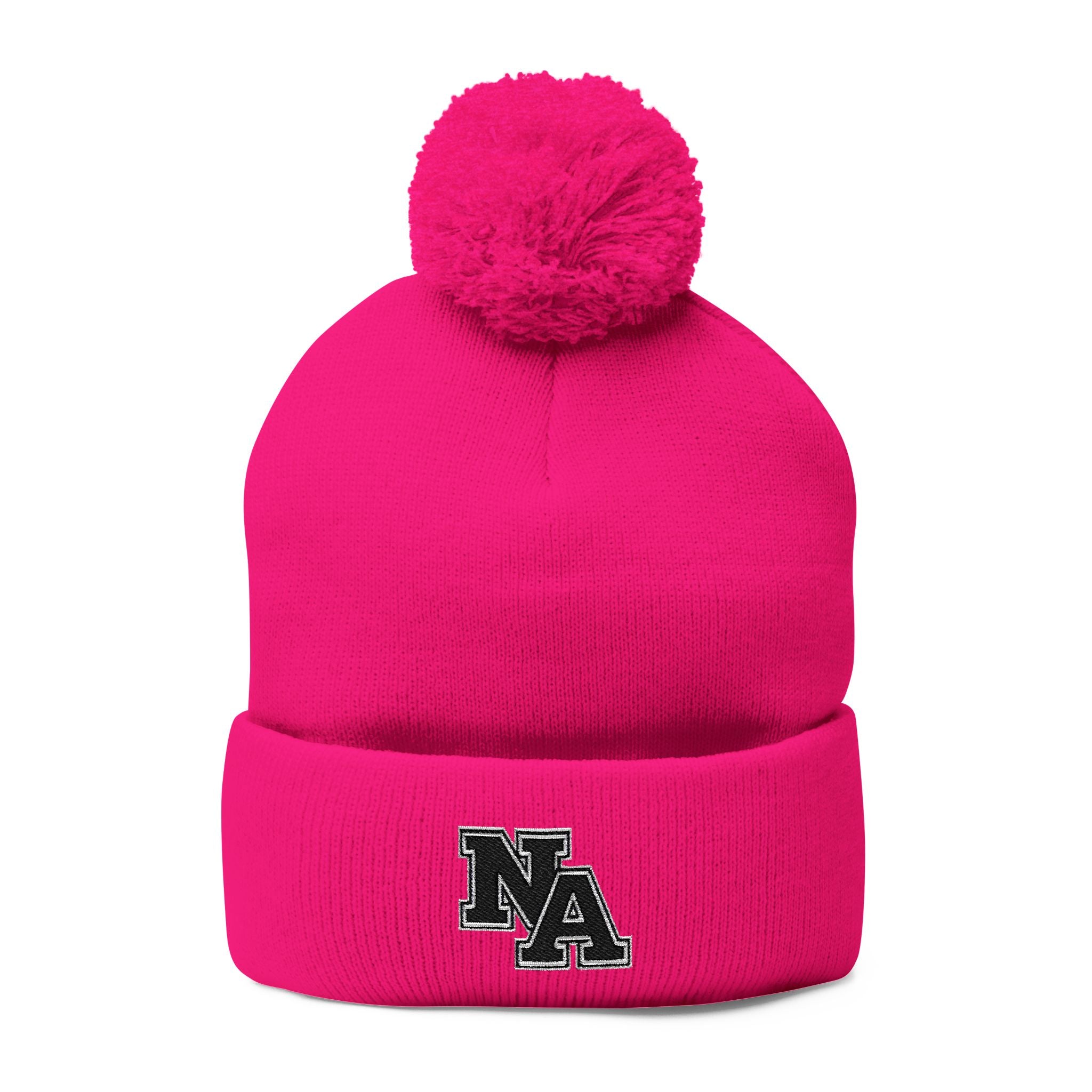 New Albany Pom Pom Knit Hat with Embroidered Black Classic Logo
