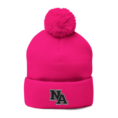 New Albany Pom Pom Knit Hat with Embroidered Black Classic Logo