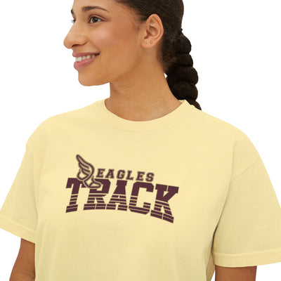 Women's Retro Track Boxy Crop Short Sleeve Graphic Tee