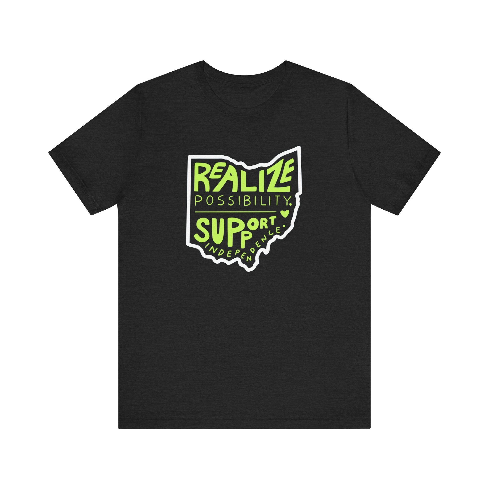 Adult Unisex Realize Possibility Support Independence Short Sleeve Soft Tee - Bridgeway Academy