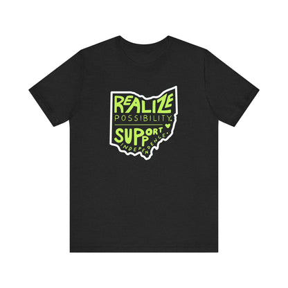 Adult Unisex Realize Possibility Support Independence Short Sleeve Soft Tee - Bridgeway Academy