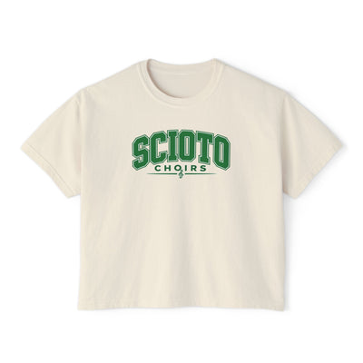 Women's Dublin Scioto Choirs Varsity Block Letter Graphic Boxy Crop Short Sleeve Tee