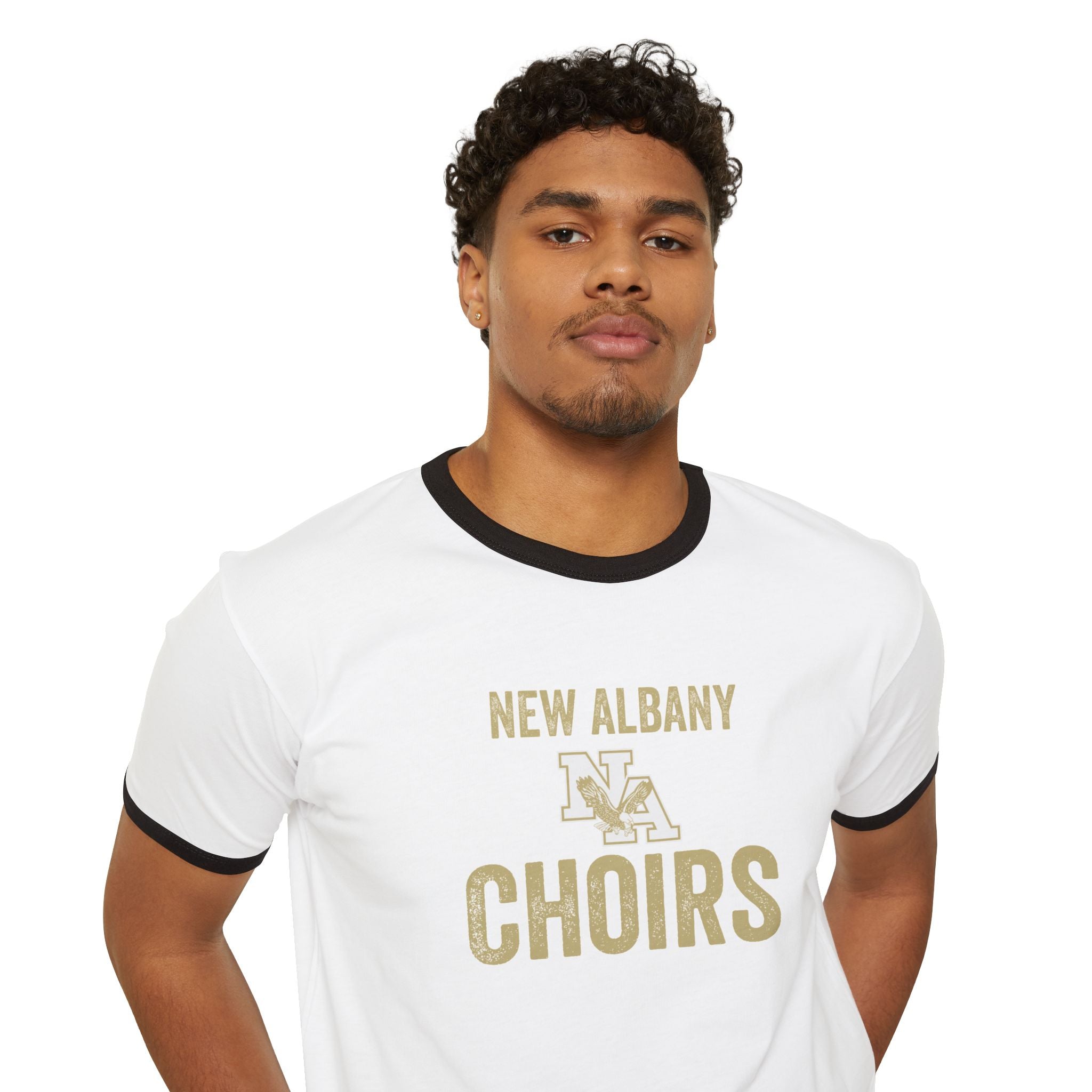 Adult Unisex Vintage Distressed New Albany Choirs Graphic Short Sleeve Ringer Tee