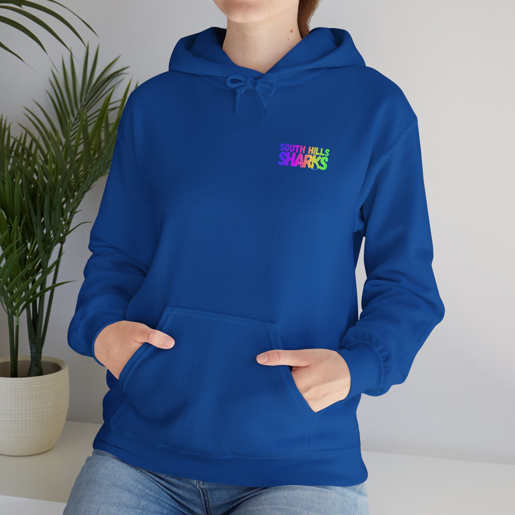Adult Unisex South Hills Swim Team Neon Rainbow Graphic Hoodie