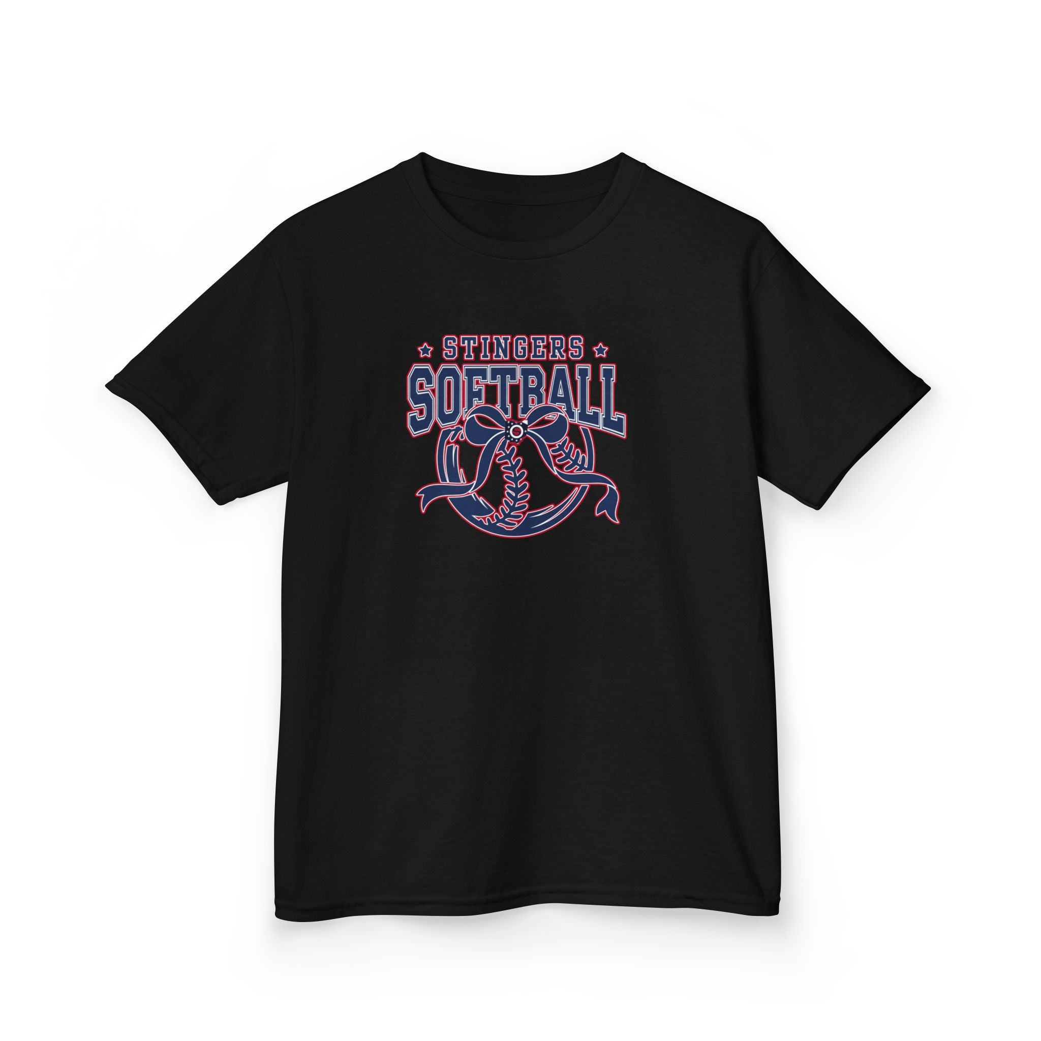 Youth Stingers Softball Spirit Bow Graphic Short Sleeve Gildan Heavy Tee