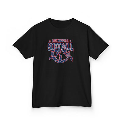 Youth Stingers Softball Spirit Bow Graphic Short Sleeve Gildan Heavy Tee