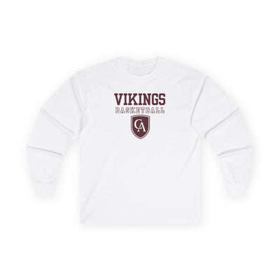 Adult Unisex Columbus Academy Vikings Basketball Graphic Gildan Long Sleeve Tee
