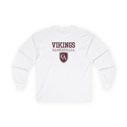 Adult Unisex Columbus Academy Vikings Basketball Graphic Gildan Long Sleeve Tee