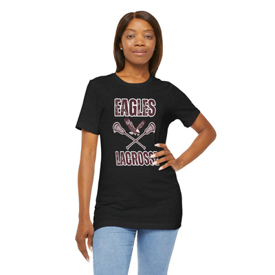Adult Unisex Distressed Eagles Lacrosse Graphic Short Sleeve Soft Tee