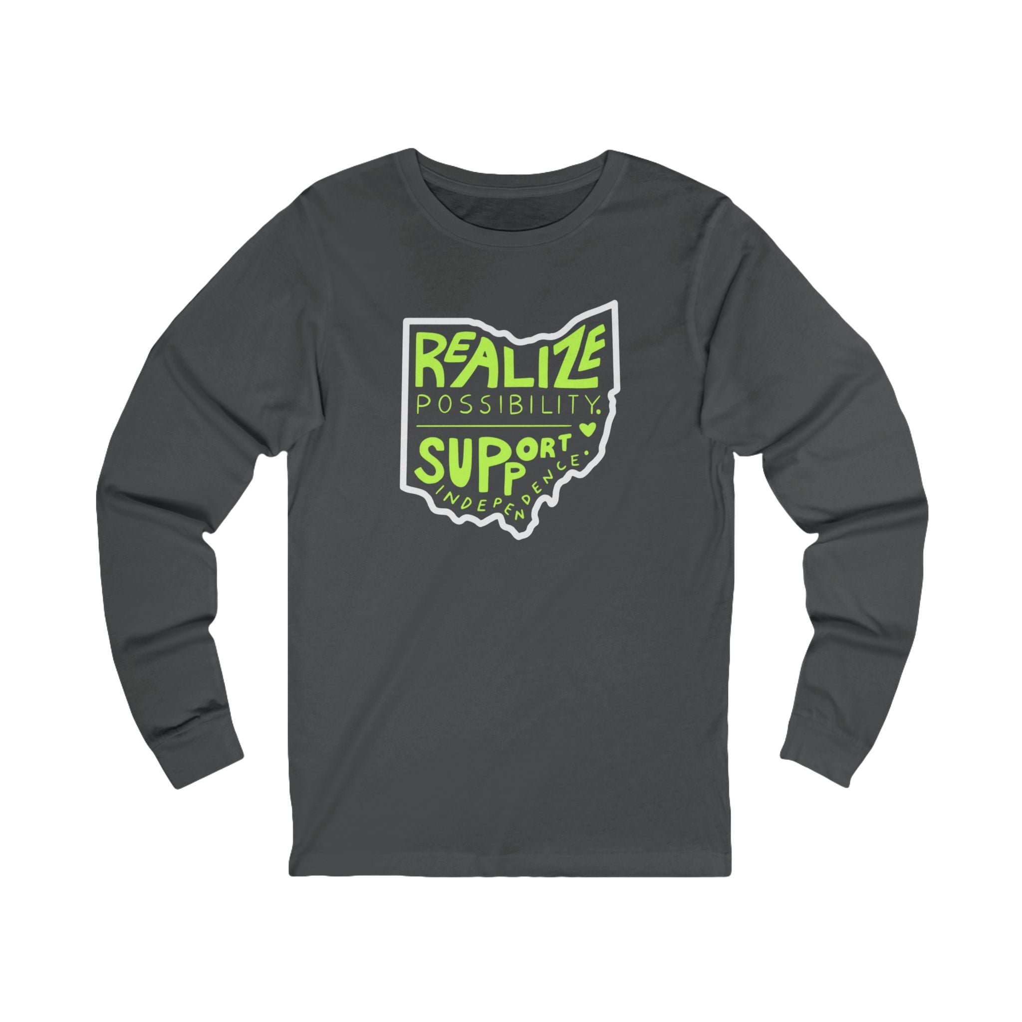 Adult Unisex Realize Possibility Support Independence Graphic Long Sleeve Soft Tee