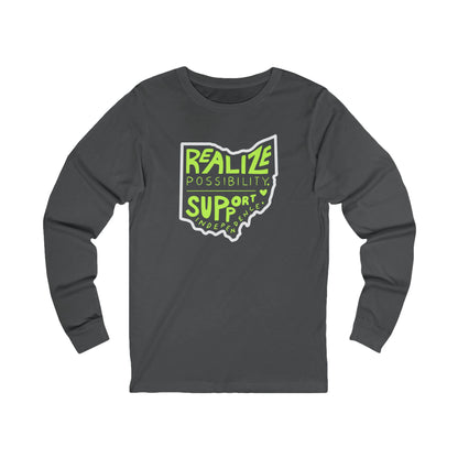 Adult Unisex Realize Possibility Support Independence Graphic Long Sleeve Soft Tee