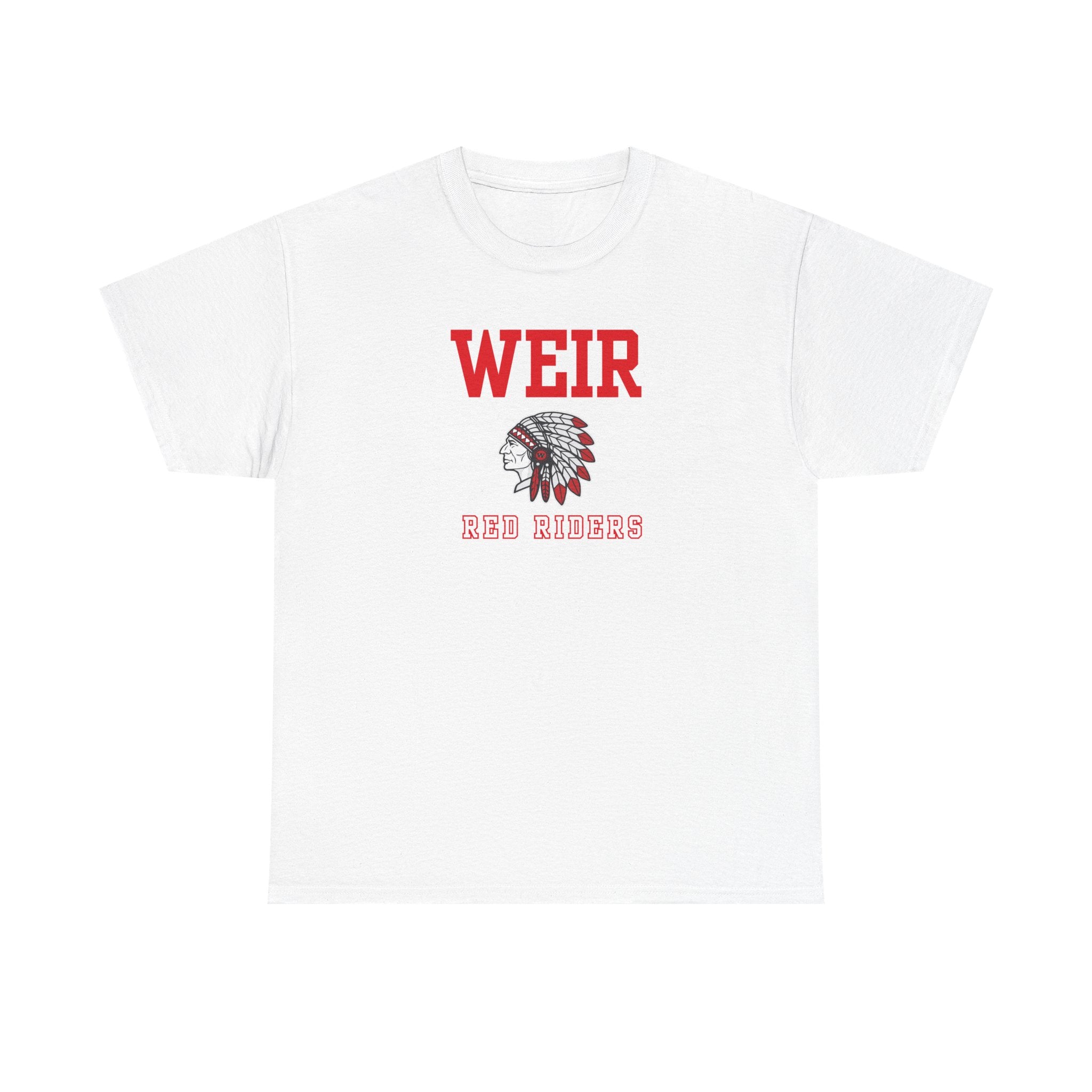 Adult Unisex Weir Red Riders Classic Mascot Graphic Short Sleeve Gildan Heavy Tee
