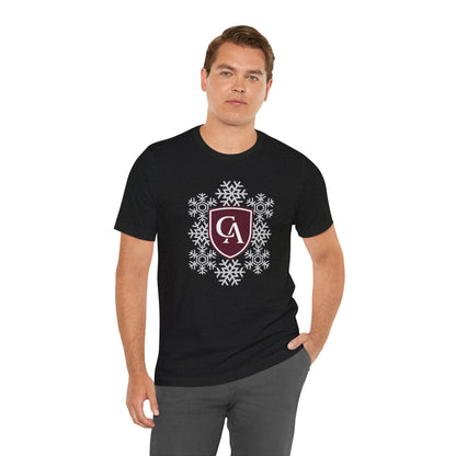 Adult Unisex Columbus Academy Spirited Snowflake Graphic Short Sleeve Soft Tee