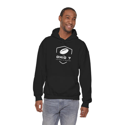 Adult Unisex The Ohio 7 White Logo Gildan Heavy Blend Hoodie