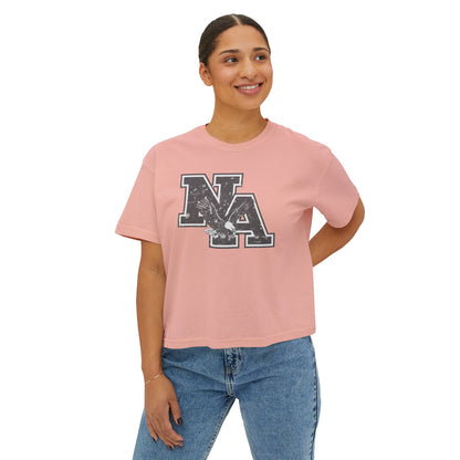 Women's Distressed Logo Graphic Boxy Crop Short Sleeve Tee - PINK OCTOBER