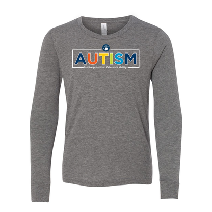 Youth "Autism Inspire Potential Celebrate Ability" Bridgeway Graphic Long Sleeve Tee