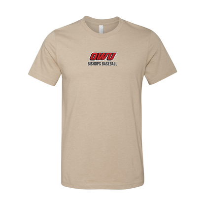 Adult Unisex Classic OWU Bishops Baseball Graphic Short Sleeve Soft Tee - Ohio Wesleyan University