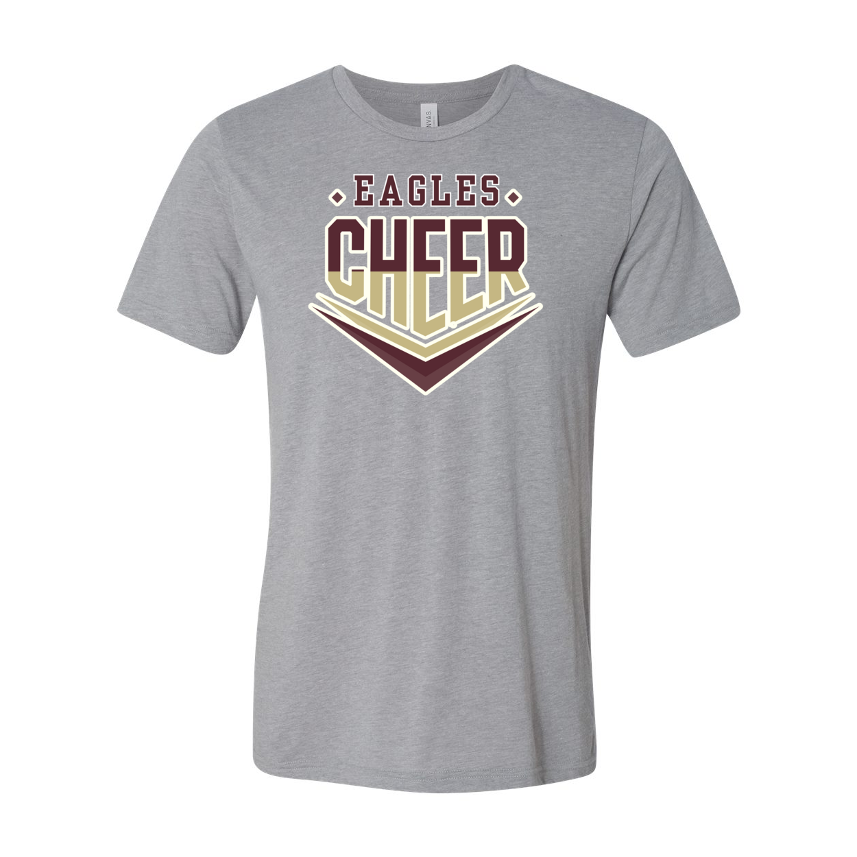 Adult Unisex Super Soft Eagles Maroon & Gold Cheer Short Sleeve Graphic Tee - New Albany Eagles