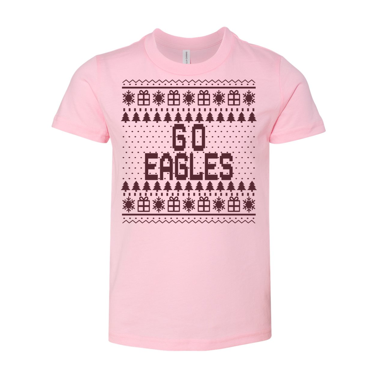 Youth Go Eagles Fairisle Holiday Graphic Short Sleeve Soft Tee