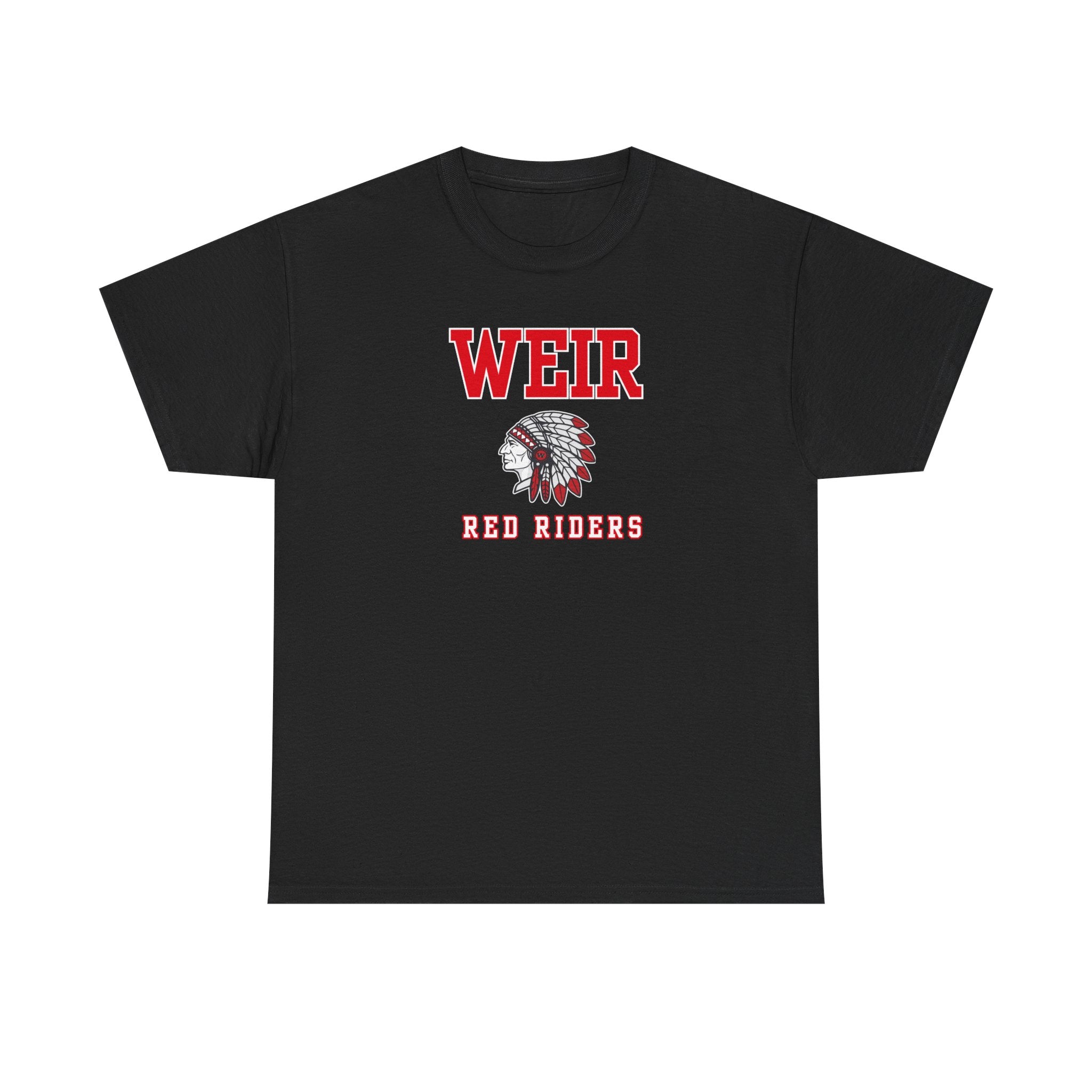 Adult Unisex Weir Red Riders Classic Mascot Graphic Short Sleeve Gildan Heavy Tee