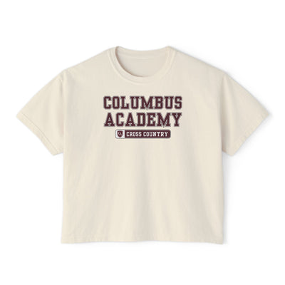 Women's Columbus Academy Cross Country Graphic Boxy Crop Short Sleeve Tee