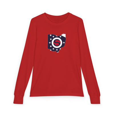 Youth Stingers Softball State Logo Graphic Bella + Canvas Long Sleeve Soft Tee