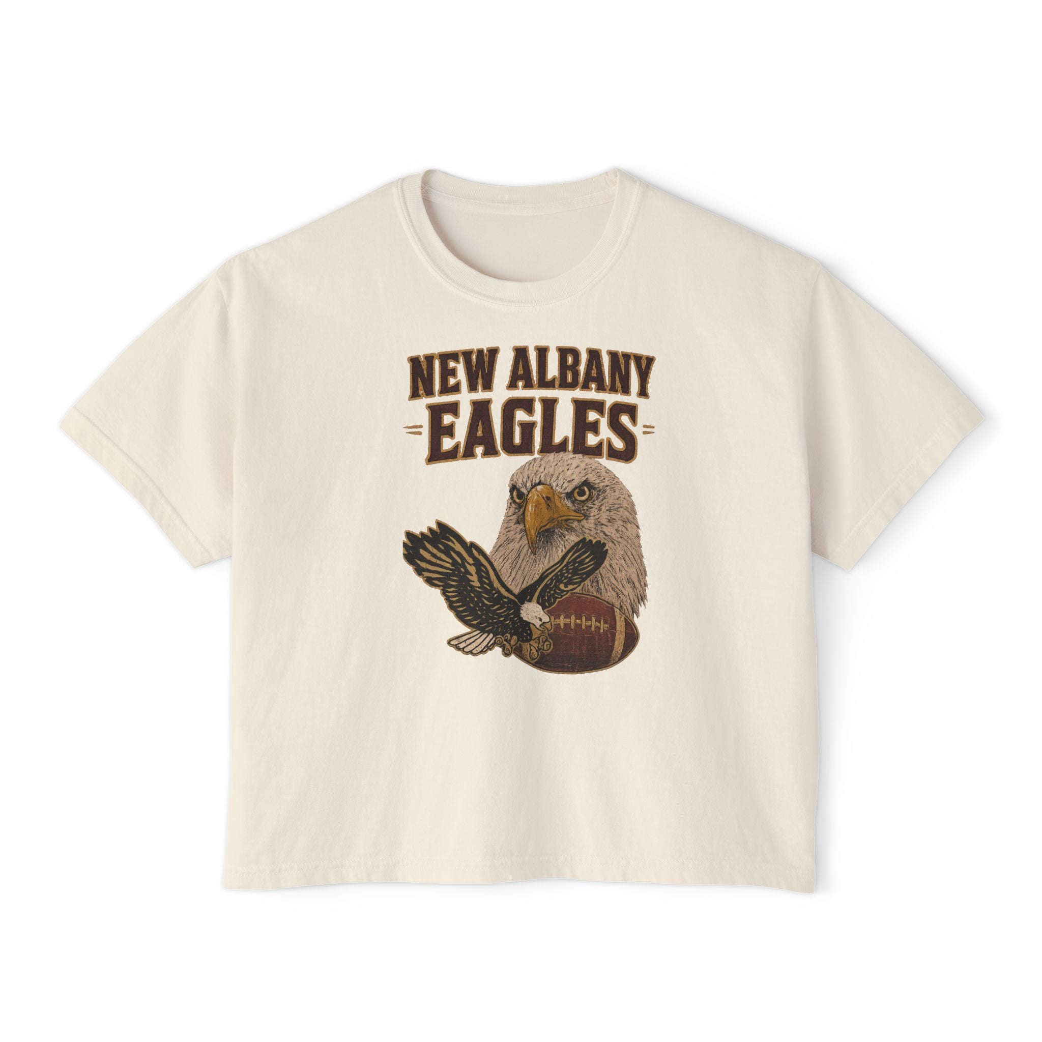 Women's New Albany Gridiron Eagle Graphic Boxy Crop Short Sleeve Tee