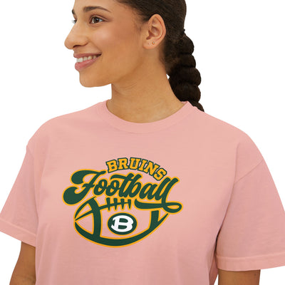 Women's Bruin Script Football Graphic Boxy Crop Short Sleeve Tee