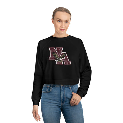 Women's Vintage Distressed Maroon Logo Cropped Fleece Sweatshirt