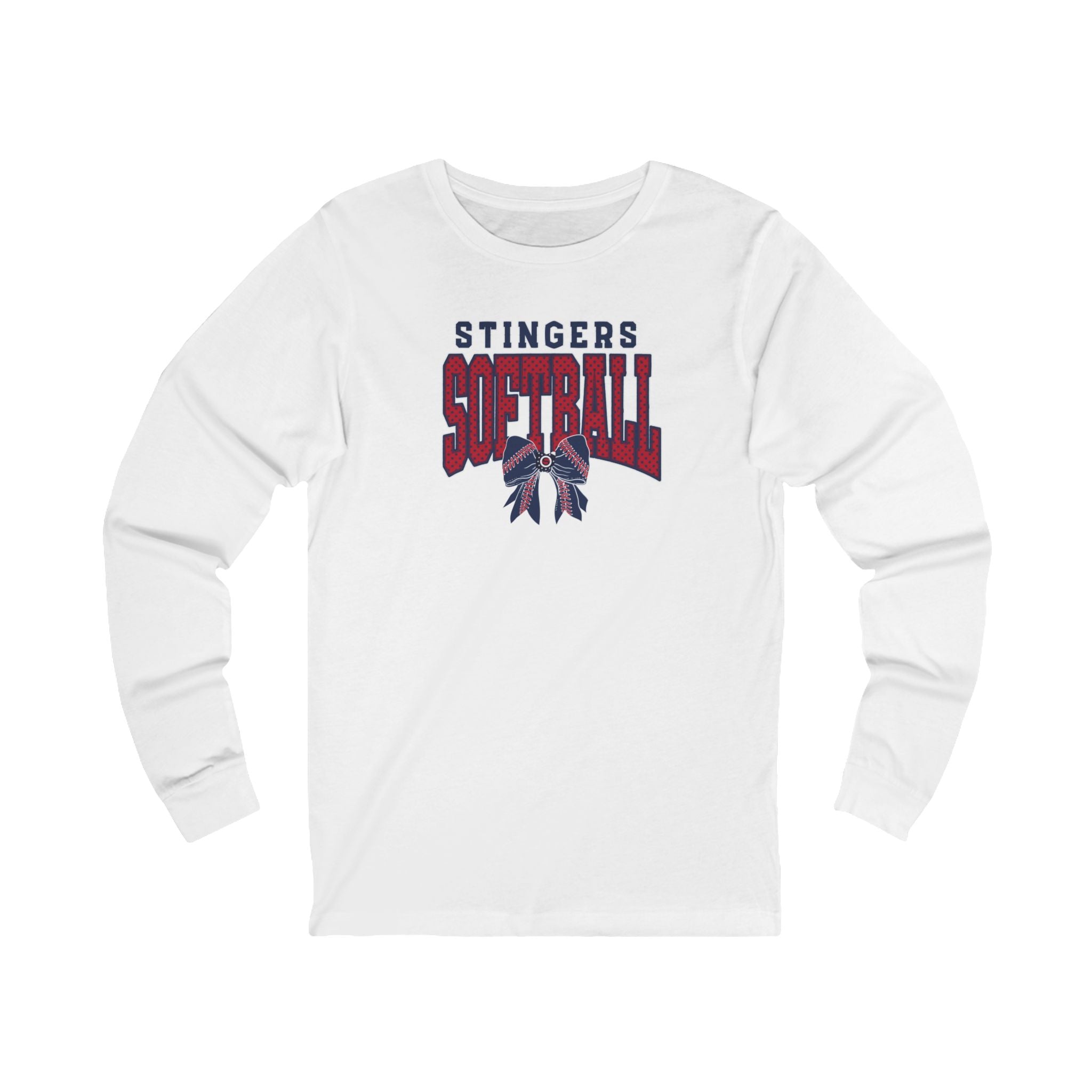 Adult Unisex Stingers Softball Stitched Bow Graphic Long Sleeve Bella + Canvas Soft Tee